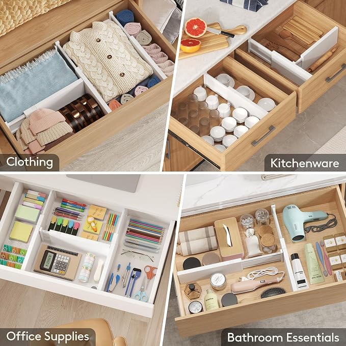Lifewit 8 Pack 5" High Drawer Dividers 34-56cm/13.5-22" Adjustable Drawer - Image 8