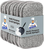 MR.SIGA Dual-Sided Scrub Sponges, Long lasting, Reusable Dishwashing Sponges by MRSIGA