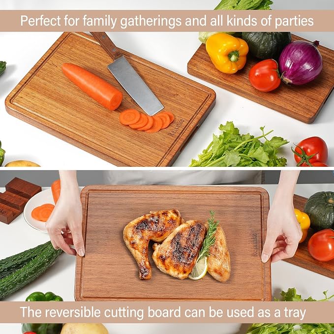 Solid Teak Wood Cutting Board One Piece Non Glued Large Thick Crack Resistant - Image 5
