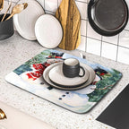 Winter Dish Drying Mat 16 x 18 Inch Xmas Snowman Pattern Dish Drying Pad - Image 5