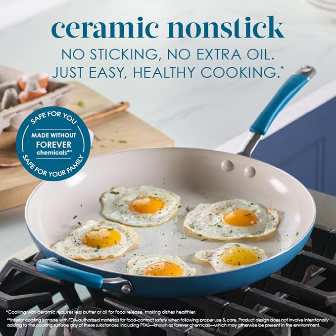 Rachael Ray Cucina Ceramic Nonstick Frying Pan/Skillet, Dishwasher Safe - Image 3