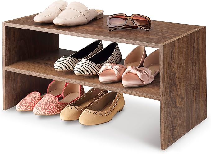 Whitmor Wood Stackable 2-Shelf Shoe Rack, 24 inches，2 Pack - Image 4
