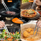 2-Piece Kitchen Tongs Set: Straight & Curved Edge Stainless Steel Non-Slip Grip - Image 5