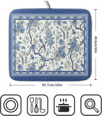 Giwawa Chinoiserie Dish Drying Mat 16x18in Blue White Oriental Floral Birds - Image 2