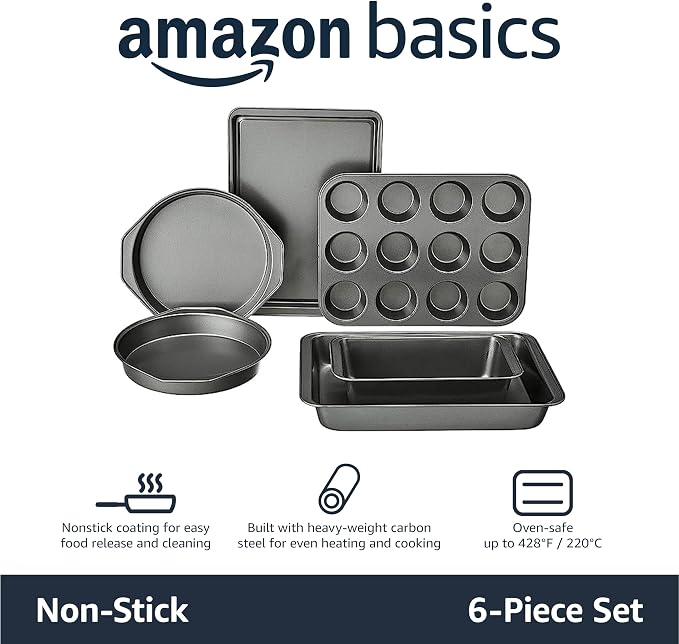 Amazon Basics 6 Piece Nonstick Carbon Steel Bakeware Set - Image 2