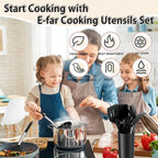 Silicone Cooking Utensils Set, E-far 14-Piece Black Kitchen Utensils Set - Image 7