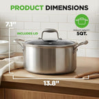 NutriChef 5 QT Stainless Steel Stew Pot - Image 2