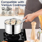 LIANYU 2 Quart Saucepan with Lid, Stainless Steel Sauce Pan Small Cooking Pot - Image 4