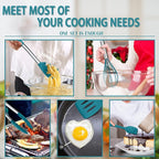 Silicone Cooking Utensils Set, E-far 14-Piece Blue Kitchen Utensils Set - Image 4