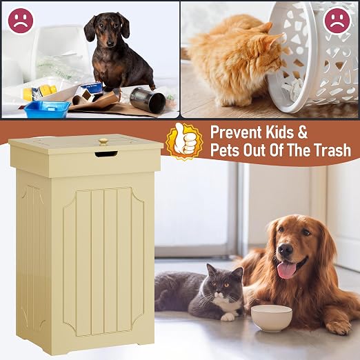 Function Home Trash Can Cabinet, 13 Gallon Kitchen Garbage Can, Wood Recycling - Image 5