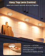 LED Puck Lights with Remote Control & Timer, Battery Operated Under Cabinet - Image 2