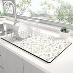 Rnivvi Dish Drying Mat for Kitchen Counter, 12 x 19" Cute Flower Theme Super by Rnivvi