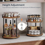 HOOBRO Lazy Susan Organizer Spice Rack, 2-Tier Height Adjustable Rotating Spice - Image 3