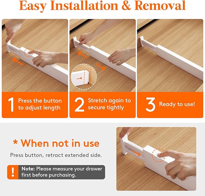 Lifewit 5 Pack 2.36" High Drawer Dividers 40-56cm/16-22 Adjustable Drawer - Image 4