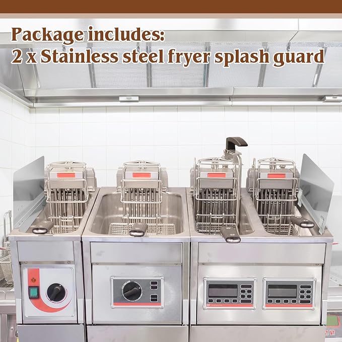 Ferraycle 2 Packs Stainless Steel Fryer Splash Guard Commercial Side Stove - Image 4