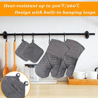 4 Pcs Oven Mitts and Pot Holders, Kitchen Long Oven Glove High Heat Resistant - Image 4