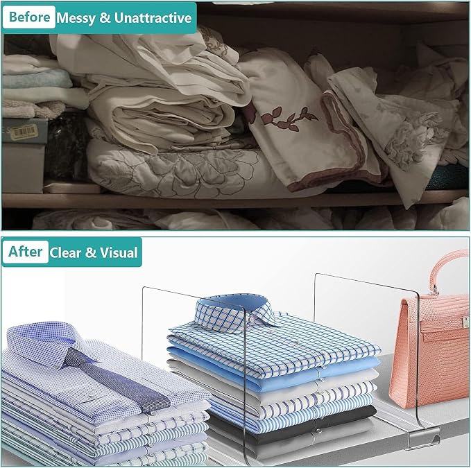 4 PCS Shelf Dividers for Closet Organization Acrylic Clear Closet Shelf Divider - Image 4