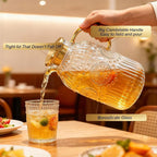 Amzcku Glass Pitcher with Lid, 101 oz/ 3 Liter Vintage Water Pitcher, Water - Image 4