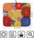 Modern Floral Dish Drying Mat 16x18 in Multicolored Tropical Drying Pad - Image 2