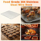 Baking Sheet with Wire Rack, 17 x 12 Inch Nonstick Cookie Sheets Pan Set with - Image 4