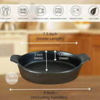 Oval Au Gratin Baking Dishes Set of 4 9" x 5" 19 oz matte black Ceramic Oven - Image 2