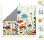 Butterfly Flowers Dish Drying Mat 16x18 Inch, Microfiber Absorbent Fast Dry Mat - Image 2