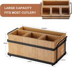 PTSTING Silverware Caddy Wood Utensil Holder Paper Plate Dispenser Silverware - Image 4