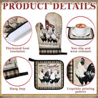 Fourluoo 10 Pcs Barn Chicken Kitchen Dish Towels Rugs Oven Mitts and Pot - Image 5