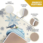 Winter Snowman Dish Drying Mat for Kitchen Counter 16x18 Blue Snowflake Bird - Image 4