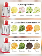 GDL Rotary Cheese Grater, Upgraded 5-in-1 Cheese Grater Hand Crank, Vegetable - Image 3