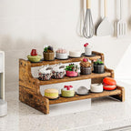 KLM 3-Tier Spice Rack, 13.8 Inch Wood Step Shelf Countertop Spice Storage Holder - Image 3