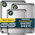Baker’s Signature Stainless Steel Cookie Sheet Pan, Stainless Steel Baking by BakersSignature