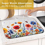 Watercolor Flower Dish Drying Mat 16x18 Inch Floral Butterfly Dish Drainer - Image 7