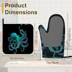 Oven Mitts and Pot Holders Green Octopus Silicone Kitchen Accessories Set of 4 - Image 2