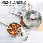 MICHELANGELO Stainless Steel Saucepan Set 1Qt & 2Qt, 18/10 Stainless Steel Pot - Image 7