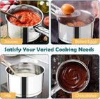 P&P CHEF 2 Quart Saucepan with Lid Set, Stainless Steel Small Cooking Pot - Image 5