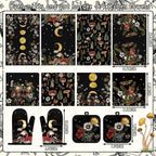 12 Pcs Black Witchy Kitchen Decor Set 4 Mushroom Kitchentowels 4 Absorbent - Image 3