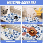 Blue Floral Dish Drying Mat for Kitchen Counter Flower Leaves Drying Pad - Image 7