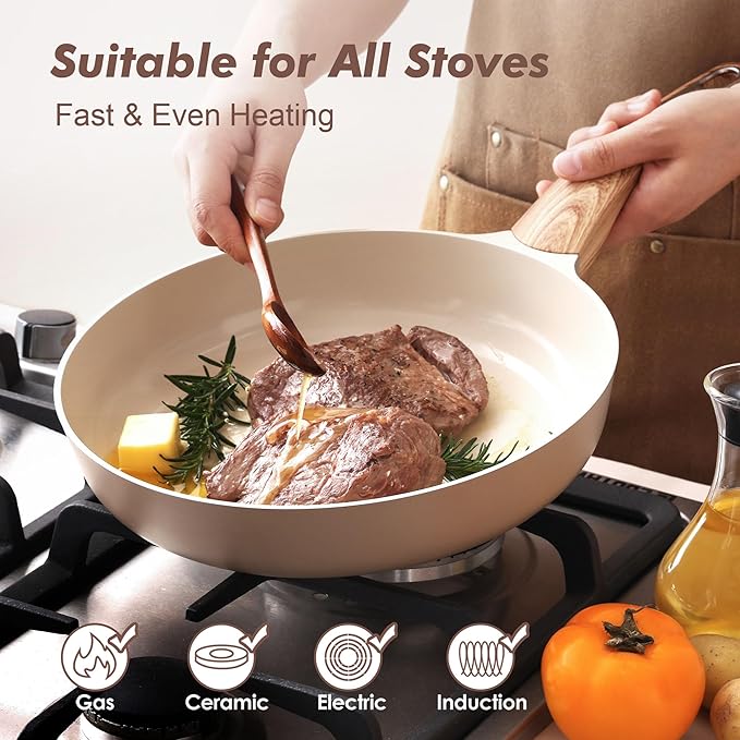 SENSARTE Ceramic Nonstick Frying Pan Skillet 11Inch Non Stick Omelette Pans - Image 3
