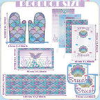 Fourluoo 10 Pcs Mermaid Kitchen Dish Towels Rugs Oven Mitts and Pot Holders Set - Image 3