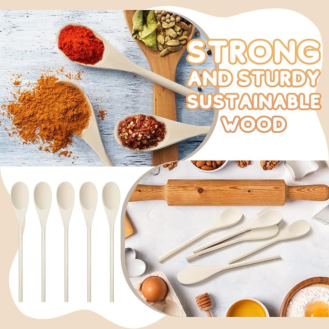 Eaasty 50 Pcs 9.8 Inch Wooden Spoons Bulk - Image 6