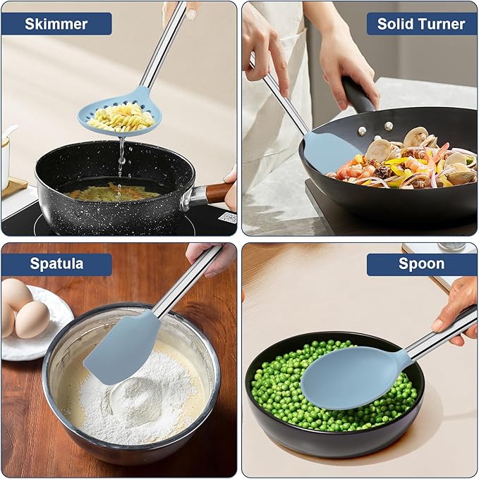 8PCS Kitchen Utensils Set, Vayvnt Heat Resistant Silicone Utensils Set - Image 7