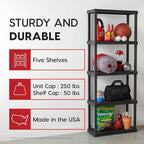 IRIS USA 5-Shelf Light Duty Plastic Storage Shelves, 250lb Capacity, Medium - Image 3