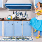 Fanfanwin 10 Pcs Chinoiserie Blue White Hydrangea Kitchen Decor Set Blue and - Image 5