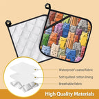 Funny Cats Family Pot Holder Set of 2, Heat Resistant Potholders Oven Hot Pads - Image 3