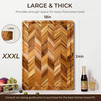 Teak Wood Cutting Board for Kitchen 24'' Extra Large End Grain Heavy Duty - Image 3