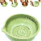 Garlic Grater Bowl 7-hole 2-in-1Kitchen Spanish Handheld Herb Stripper Ceramic - Image 4
