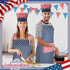 SATINIOR USA 4th of July Flag Kitchen Chef Hat Adjustable Apron 250th - Image 5