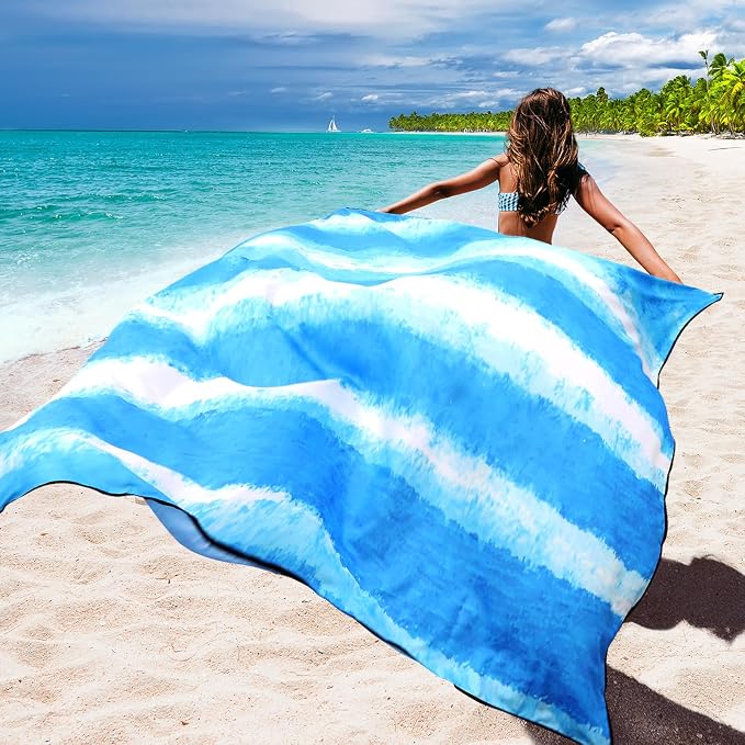 WIWIGO Beach Blanket Waterproof Sandproof Beach Mat 79" X 83"/10'x9'for 2-8 - Image 6