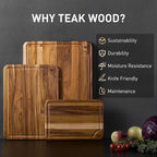 Teak Wood Cutting Board Set for Kitchen High-End Non Toxic Non Slip Over Sink - Image 2